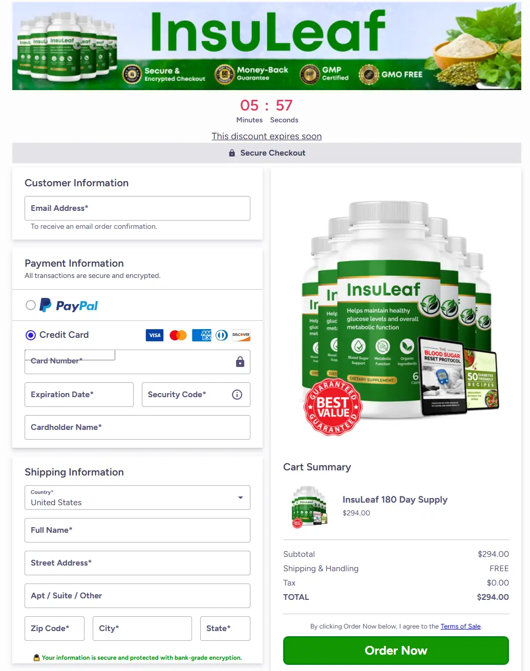 InsuLeaf  Cart Section